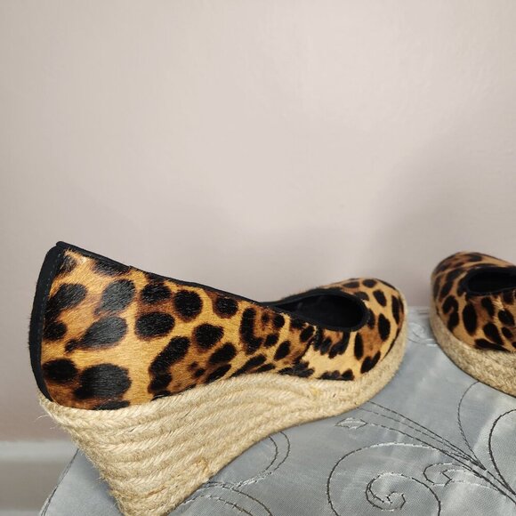 J.Crew Designer Leopard Print Calf Hair Wedge Espadrille Heels US 7 - Picture 9 of 12